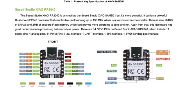 Xiao RP2040 datasheet reference